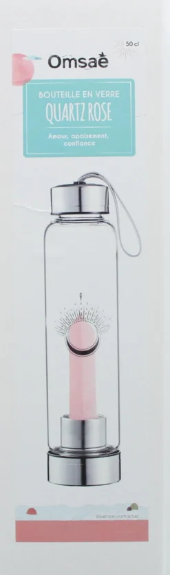 Bouteille en verre pointe quartz rose