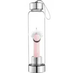 Bouteille en verre pointe quartz rose