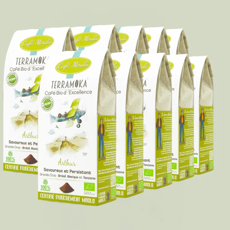 Box de 10 x 250g de cafés moulu bio du brésil et mexique
