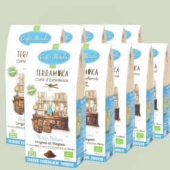Box de 10 x 250 g de cafés moulu bio du pérou décaféiné à l'eau