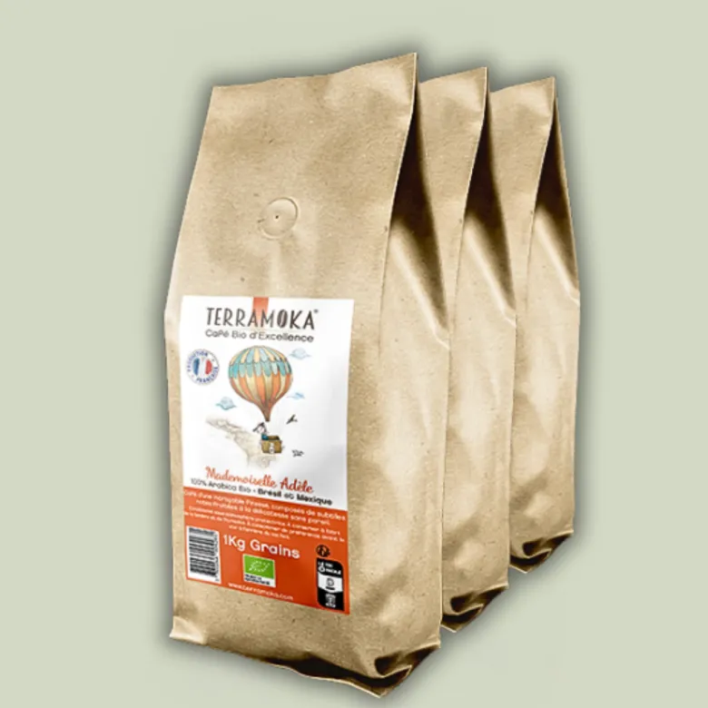 Box de 6 x 1 kg de cafés grain bio du brésil et du mexique