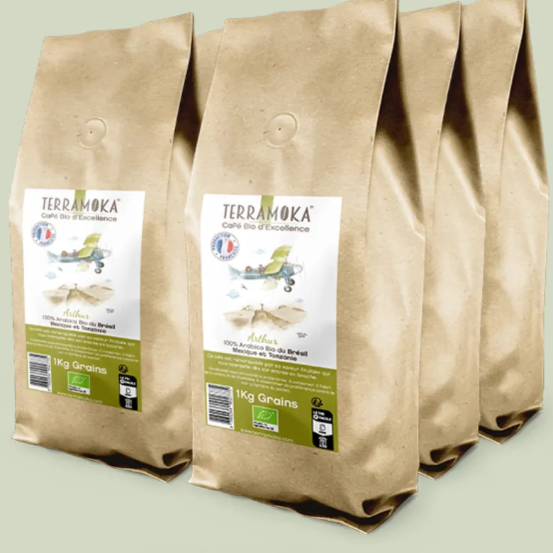 Box de 6 x 1 kg de cafés grain bio du brésil - mexique -tanzanie