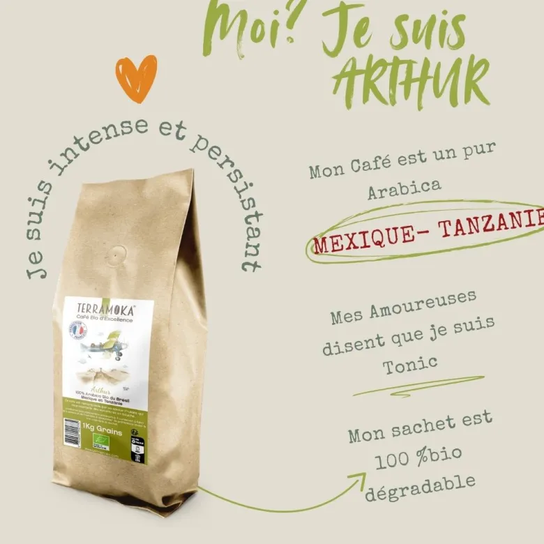 Box de 6 x 1 kg de cafés grain bio du brésil - mexique -tanzanie