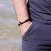 Bracelet ancre marine homme - corde noire