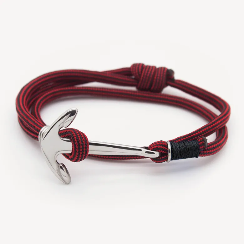 Bracelet ancre marine homme - corde rouge