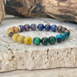 Bracelet chakras en oeil de tigre