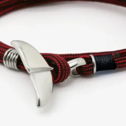 Bracelet corde baleine homme marin rouge