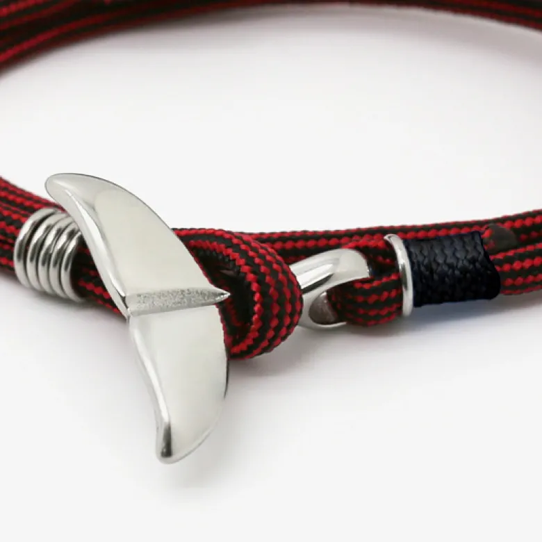 Bracelet corde baleine homme marin rouge