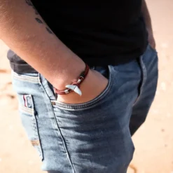 Bracelet corde baleine homme marin rouge