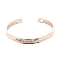 Bracelet cuivre aimants jonc plat strié
