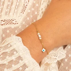 Bracelet de protection trèfle blanc