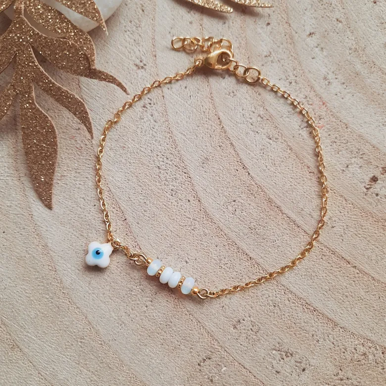 Bracelet de protection trèfle blanc