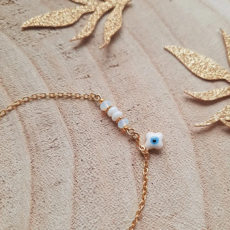 Bracelet de protection trèfle blanc