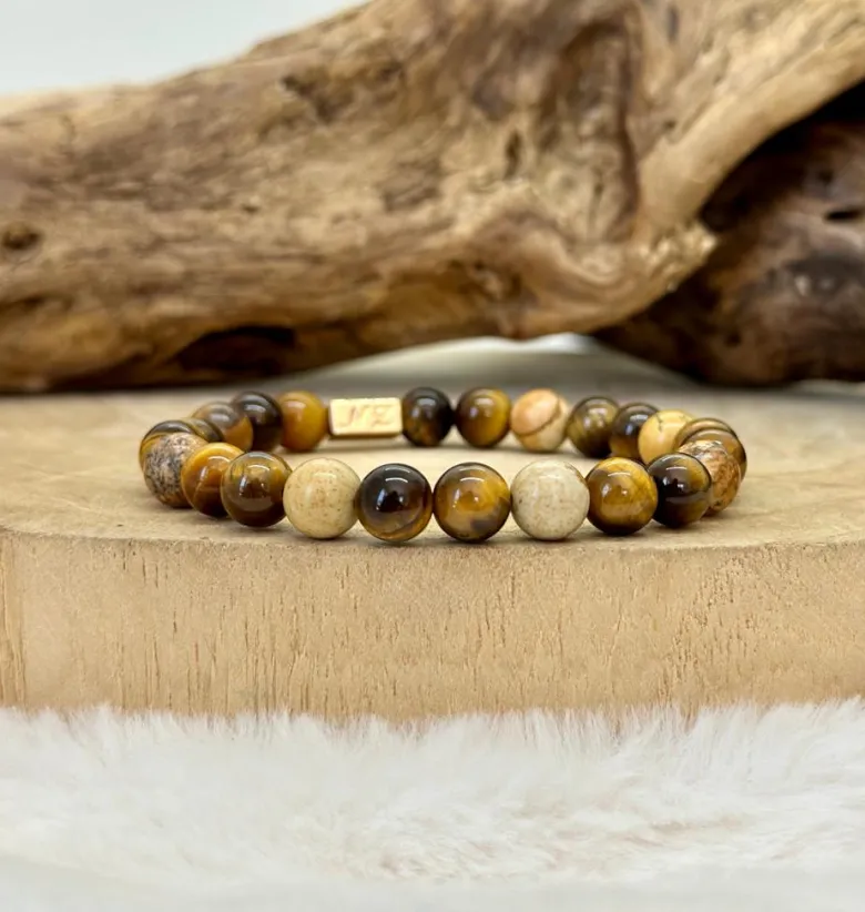 Bracelet en jaspe et oeil de tigre