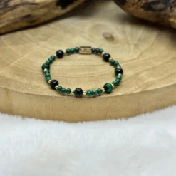 Bracelet en malachite et oeil de tigre