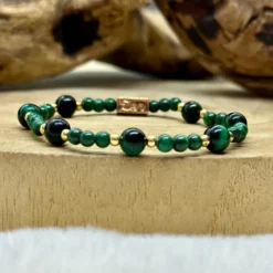 Bracelet en malachite et oeil de tigre