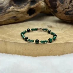 Bracelet en malachite et oeil de tigre