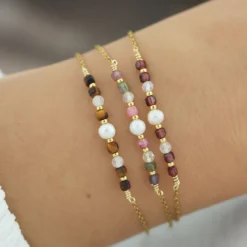 Bracelet femme oeil de tigre et perle de culture - bijoux femme
