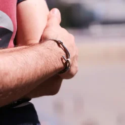 Bracelet homme corde - hameçon pêche beige