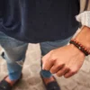 Bracelet homme en bois et en jaspe rouge