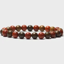 Bracelet homme en bois et en jaspe rouge