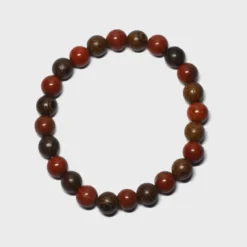 Bracelet homme en bois et en jaspe rouge