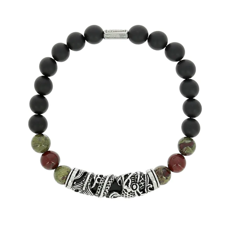 Bracelet homme en pierre et acier L