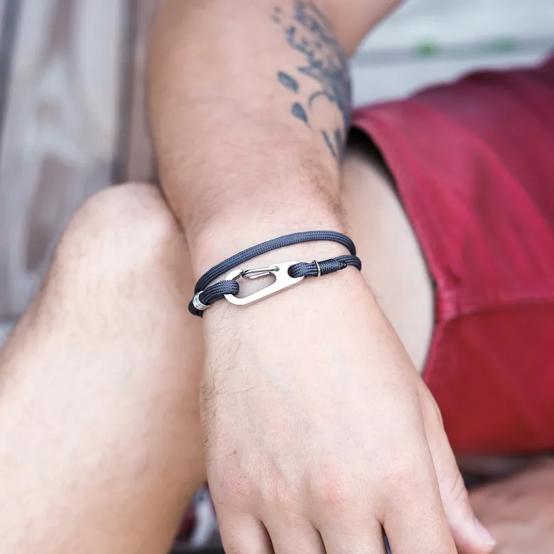 Bracelet homme escalade - mousqueton bleu m