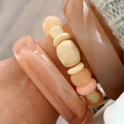 Bracelet jonc en résine mado colori beige de 66mm Beige