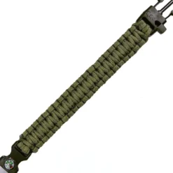 Bracelet paracorde boussole pierre à feu et sifflet 101 inc vert armée