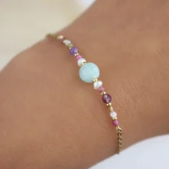 Bracelet pierres naturelles jade bleu