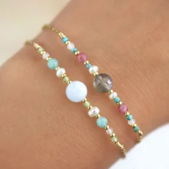 Bracelet pierres naturelles aigue-marine