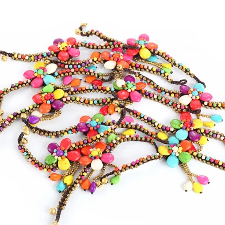 Bracelet tibetain - fleur multicolore