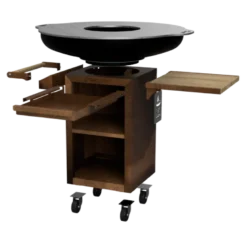 Brasero ø65cm sur meuble en corten