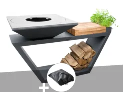 Brasero g4 graphite plaque de cuisson acier inoxydable alimentaire + housse - ar