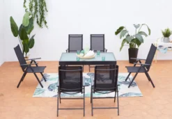 Brescia table de jardin extensible et 6 fauteuils en alu et toile pvc