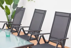 Brescia table de jardin extensible et 6 fauteuils en alu et toile pvc