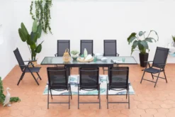 Brescia table de jardin extensible et 8 fauteuils en alu et toile pvc