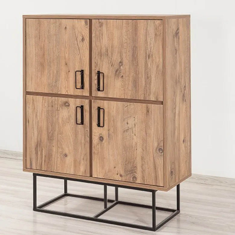 Bresov buffet industriel en bois et métal - 4 portes - 8 rangements