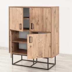 Bresov buffet industriel en bois et métal - 4 portes - 8 rangements