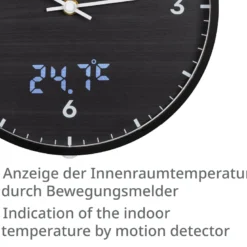 Bresser mytime ledsec horloge murale 24 cm avec affichage de la température