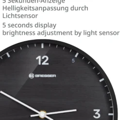 Bresser mytime ledsec horloge murale 24 cm avec affichage de la température