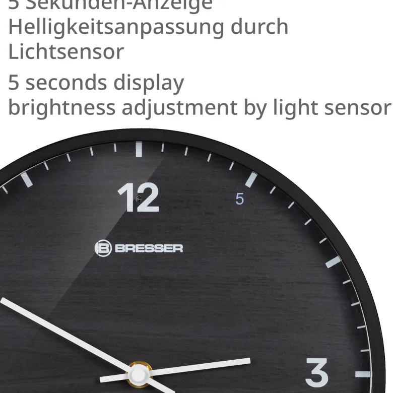 Bresser mytime ledsec horloge murale 24 cm avec affichage de la température