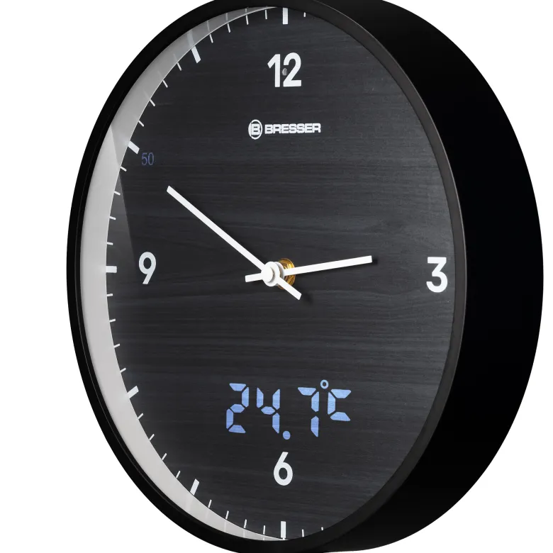 Bresser mytime ledsec horloge murale 24 cm avec affichage de la température