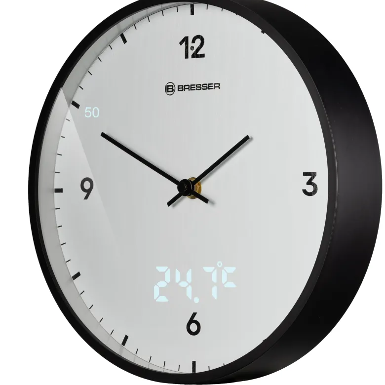 Bresser mytime ledsec horloge murale 24 cm avec affichage de la température