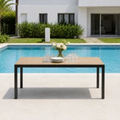 Brisbane table de jardin 240cm 10 personnes avec plateau en verre trempé effet b