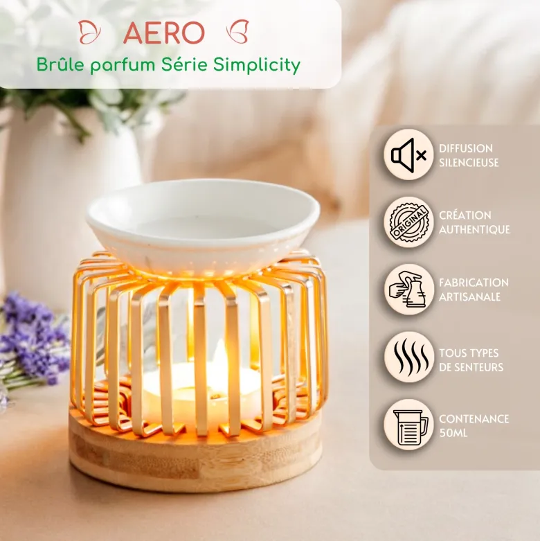 Brûle-parfum aero en bois et métal + 2 he eucalyptus & pin sylvestre