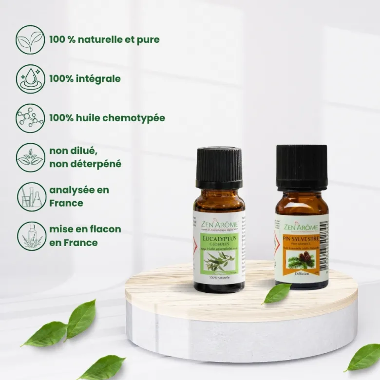 Brûle-parfum aero en bois et métal + 2 he eucalyptus & pin sylvestre