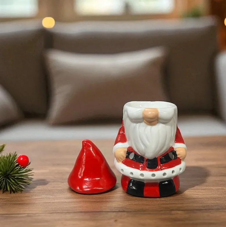Brûle-parfum père noël en céramique – diffuseur huiles & cire parfumée