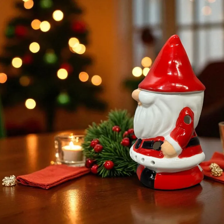 Brûle-parfum père noël en céramique – diffuseur huiles & cire parfumée
